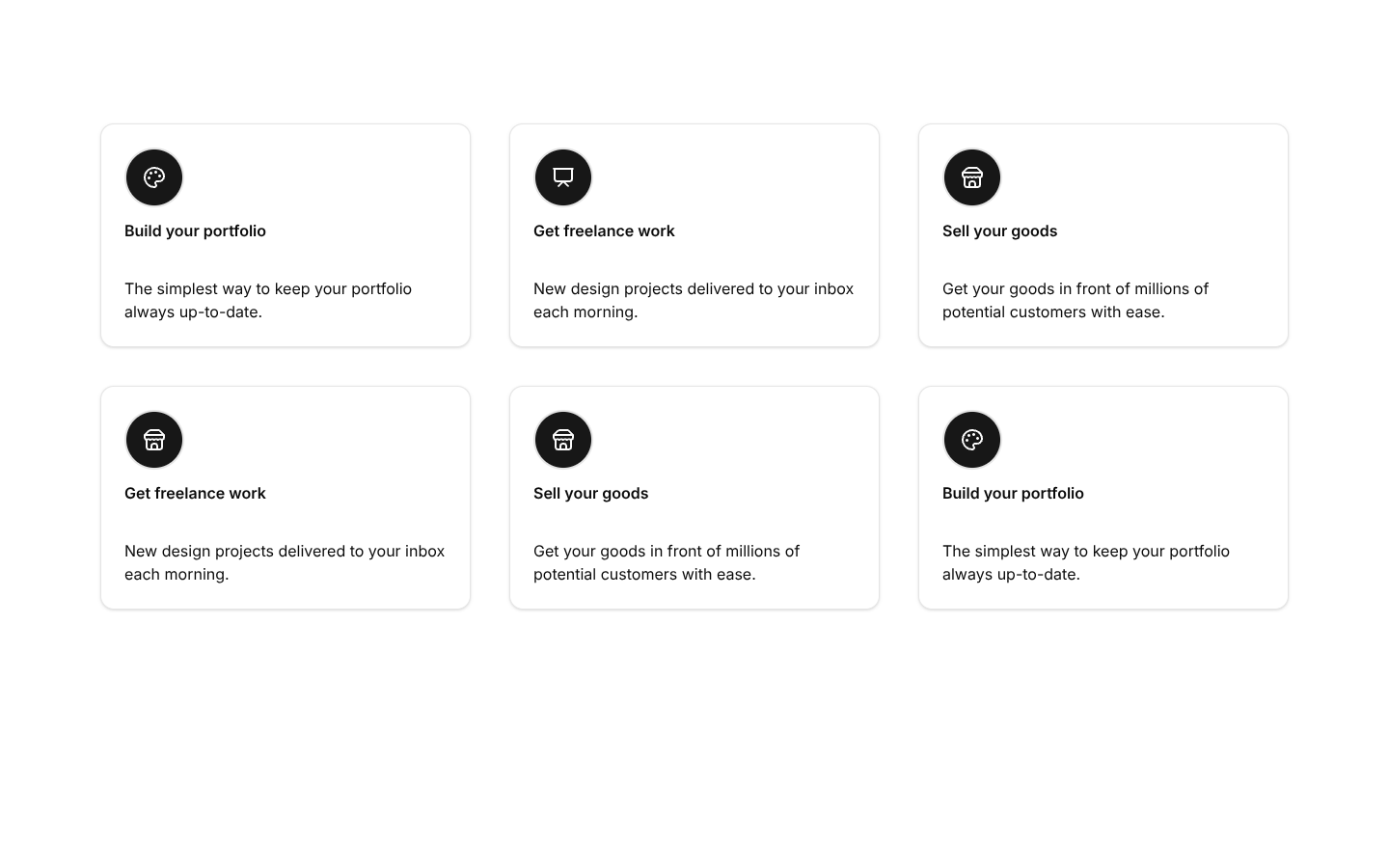Icon Sections: Stacked Cards by Shadcn UI Blocks | Stow