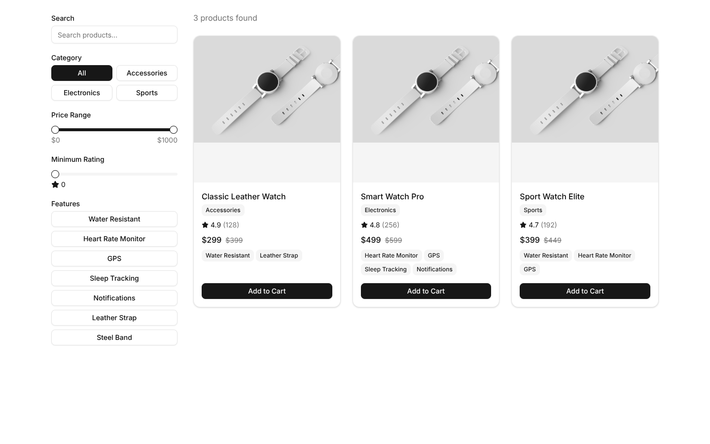 Product List: Filter List by Shadcn UI Blocks | Stow